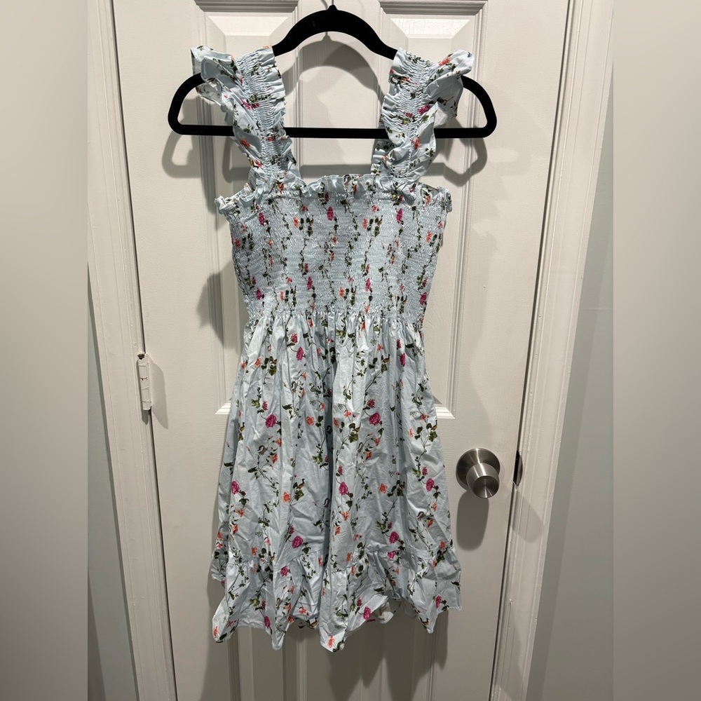 Hill House Home Elizabeth Nap Dress in Pond Floral Poplin